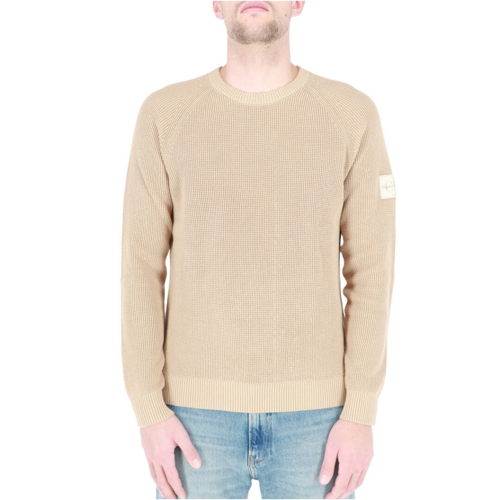 Maglia Calvin Klein Jeans Uomo Badge Easy Sweater PF2 TRAVERTINE