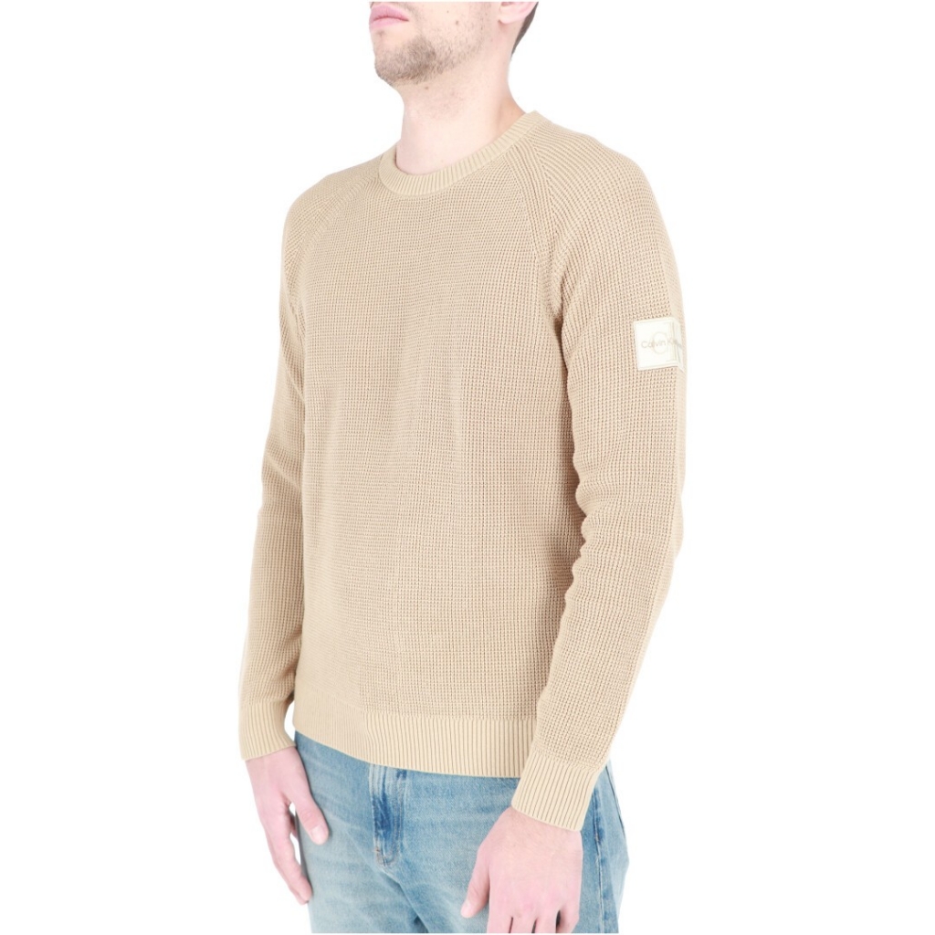 Maglia Calvin Klein Jeans Uomo Badge Easy Sweater PF2 TRAVERTINE