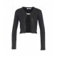 Cropped cardigan a maglia con spilla nero