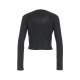 Cropped cardigan a maglia con spilla nero