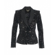 Blazer in ciniglia con pailettes nero