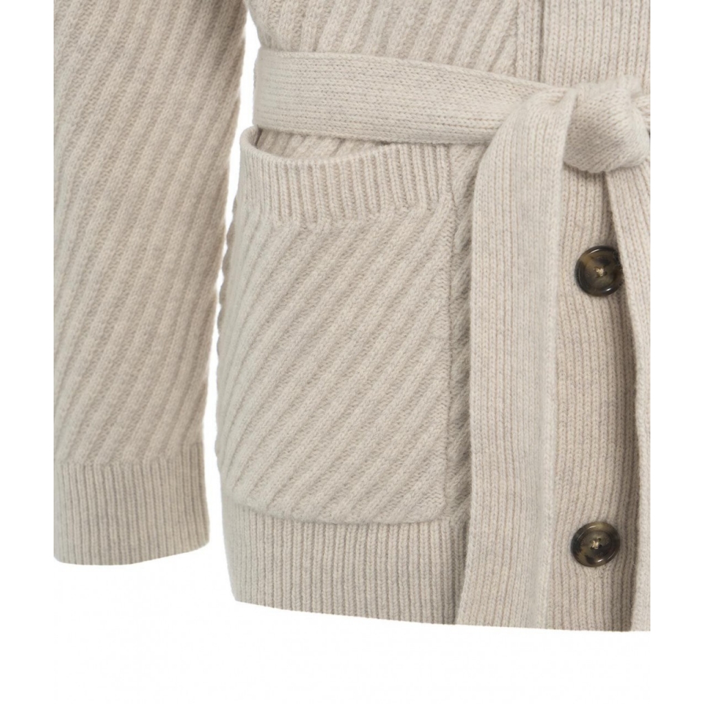 Cardigan con collo a scialle beige