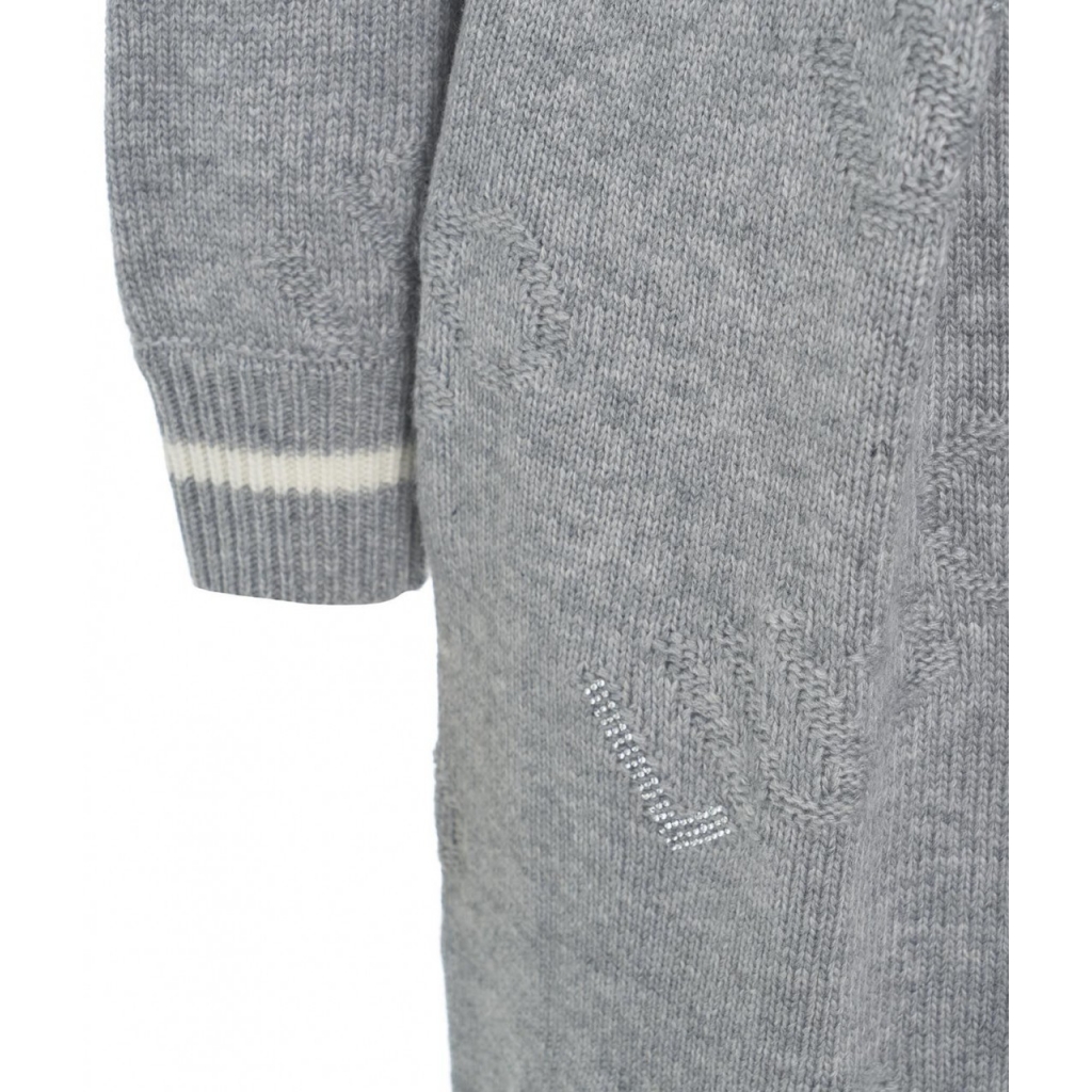 Cardigan lungo con cintura grigio chiaro