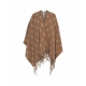 Jacquard poncho con monogramma Cammello