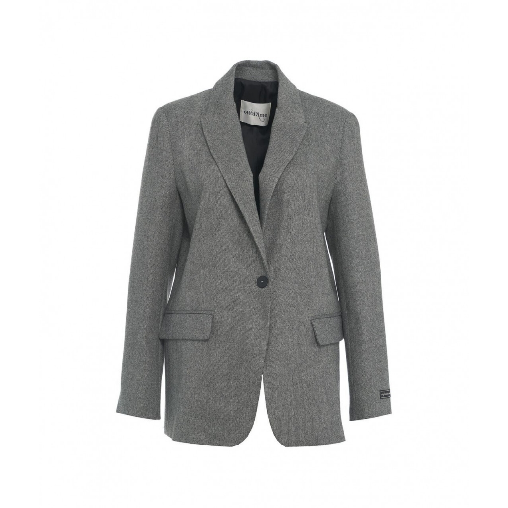 Blazer in misto lana grigio