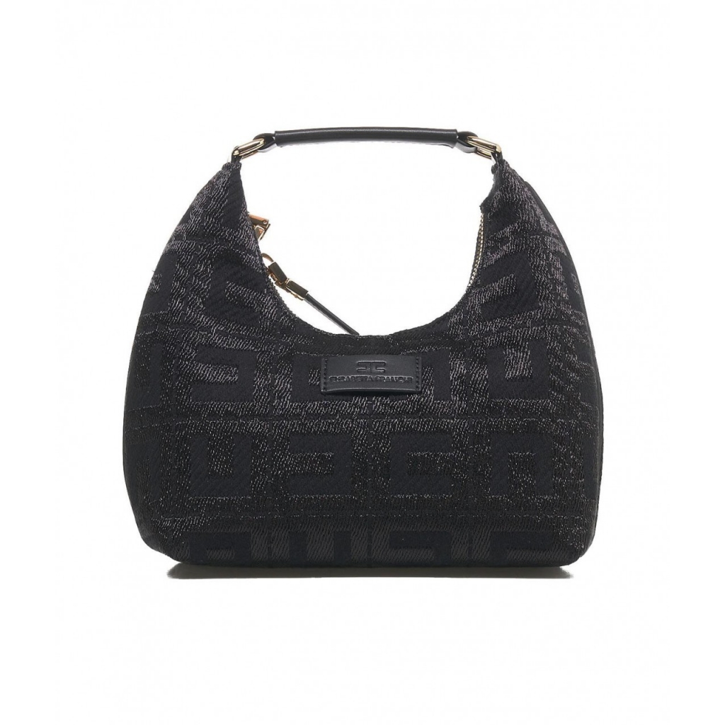 Borsa hobo in jacquard nero