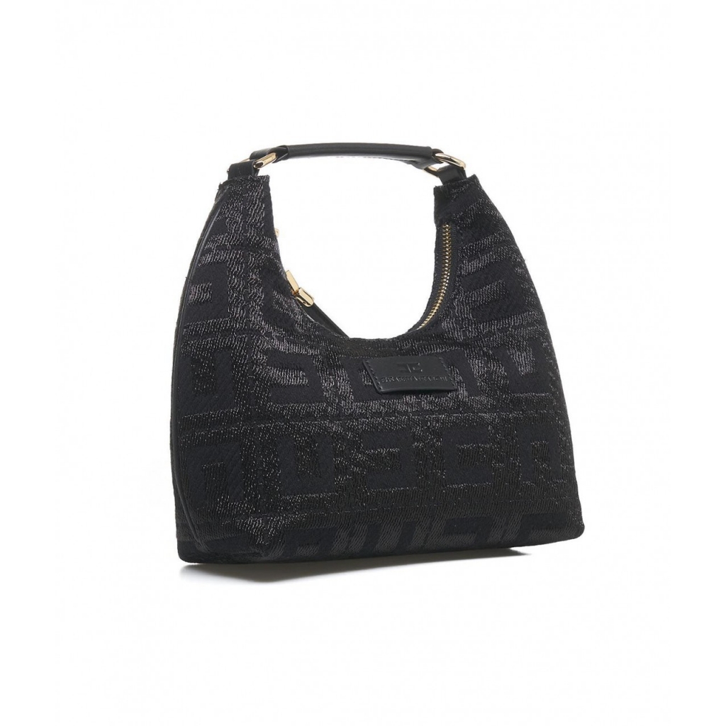 Borsa hobo in jacquard nero