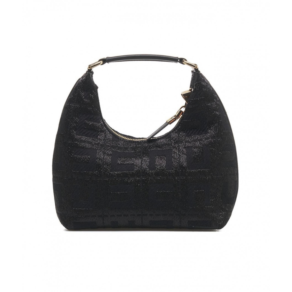 Borsa hobo in jacquard nero