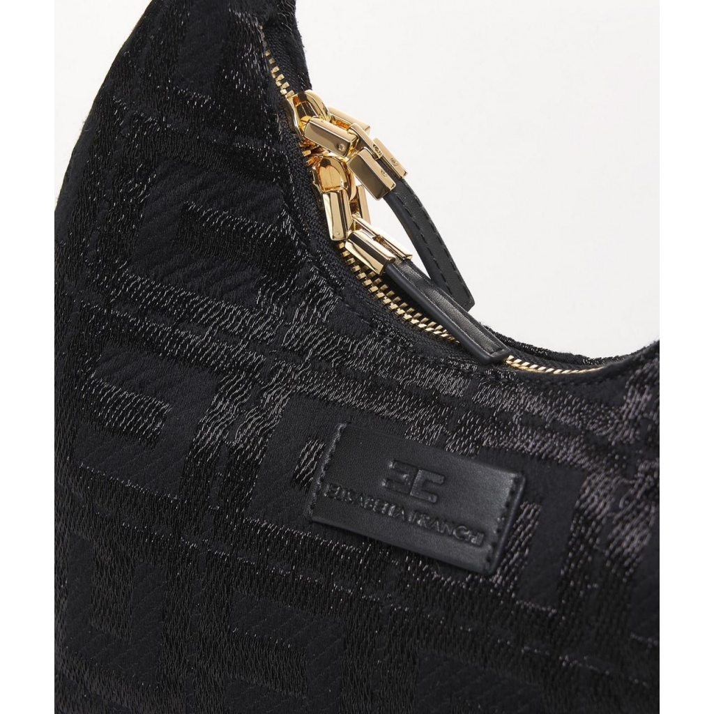 Borsa hobo in jacquard nero