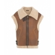 Gilet in ecopelle con teddy marrone