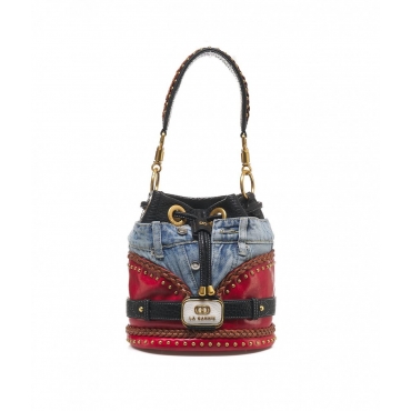 Eimertasche in Jeans-Optik Bunt