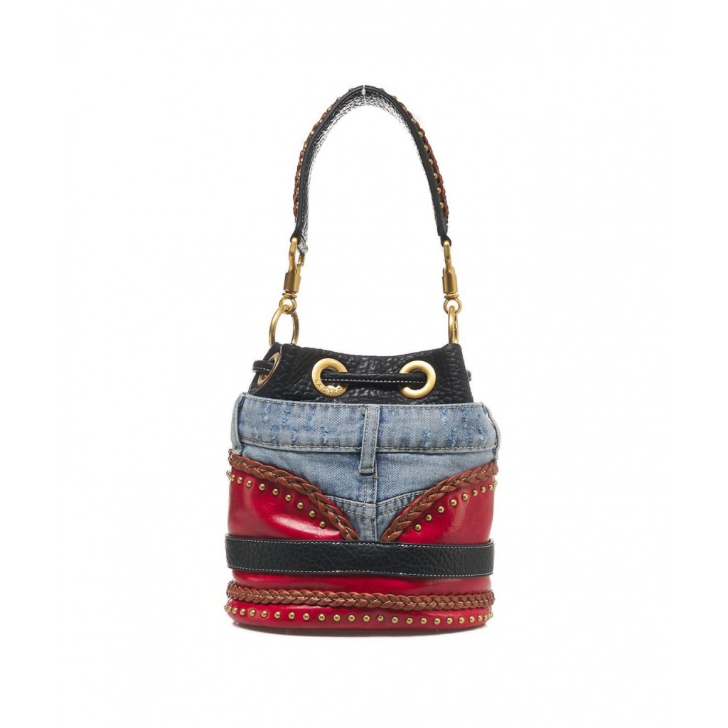 Eimertasche in Jeans-Optik Bunt