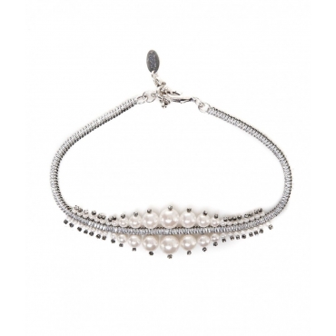 Choker mit Perlen und Strass silber