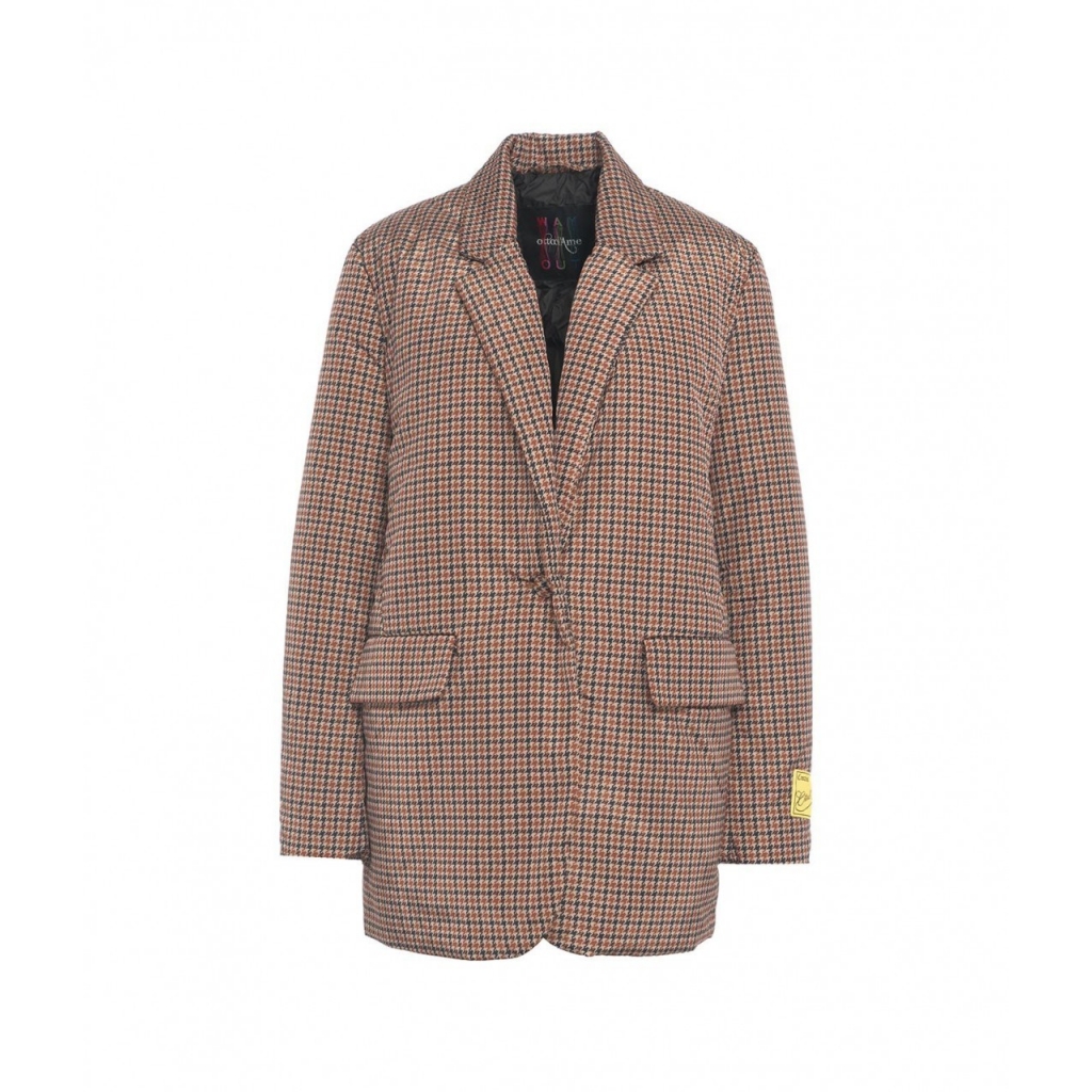 Blazer imbottito pied de poule beige