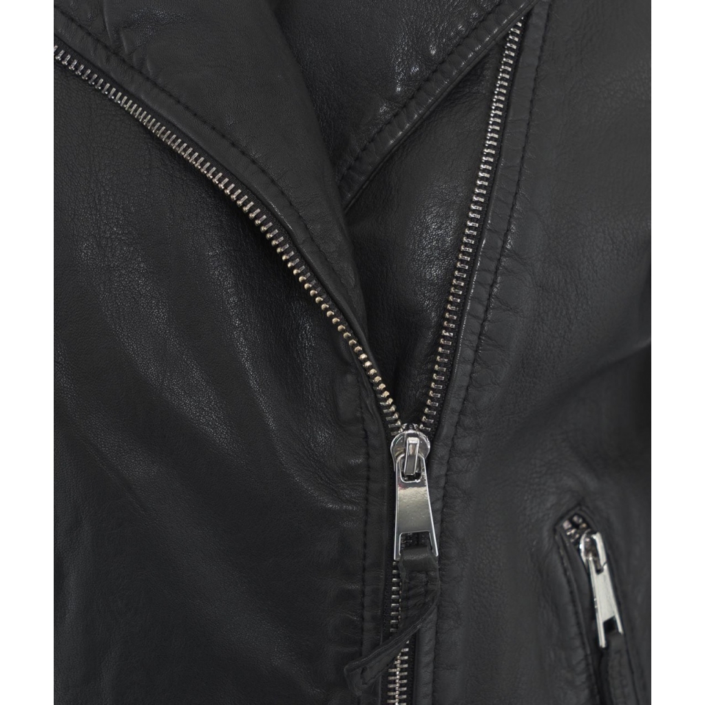 Lederjacke Folie Schwarz