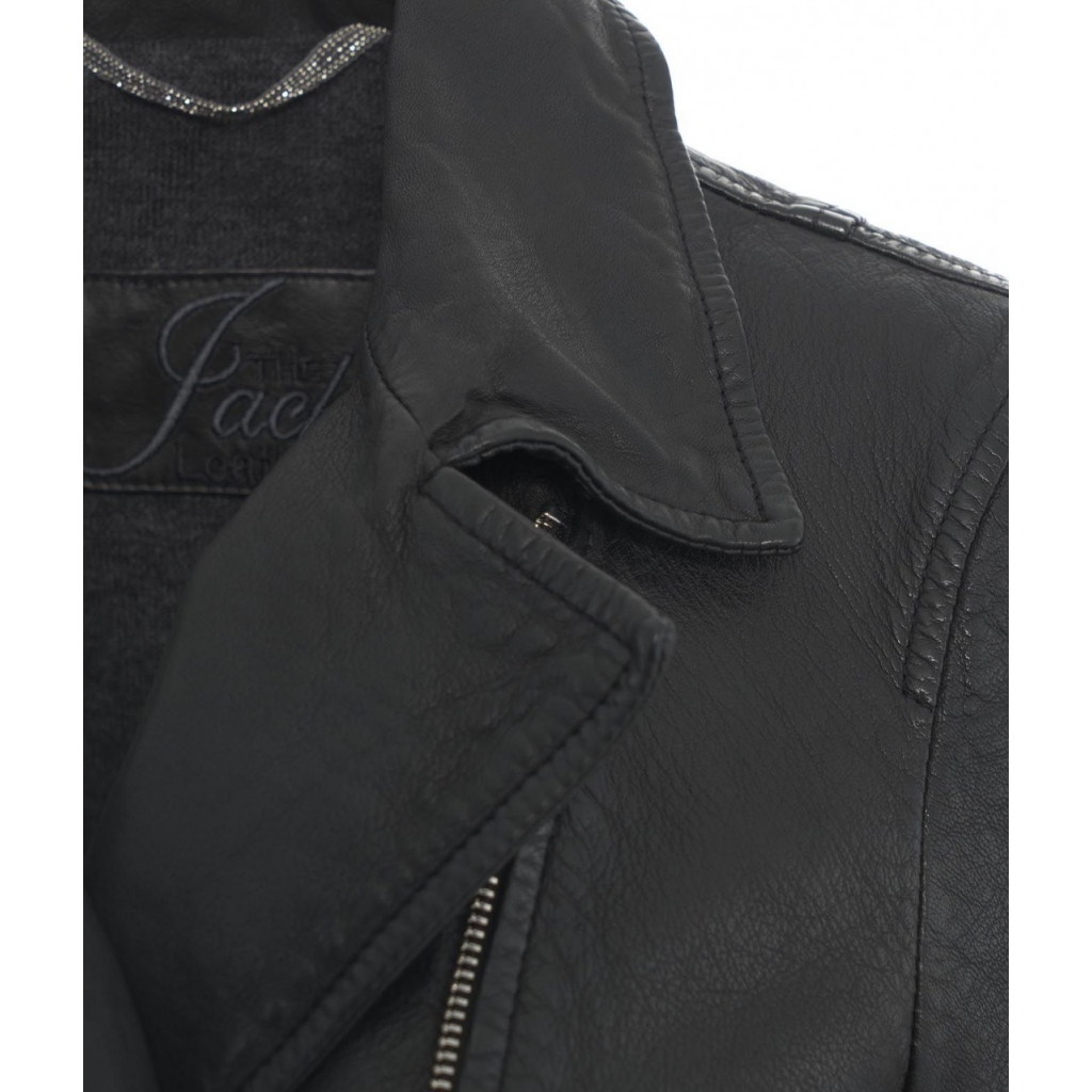 Lederjacke Folie Schwarz