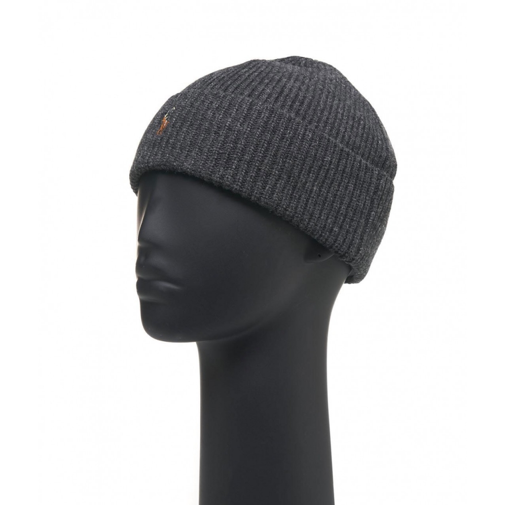 Cappello in maglia con logo grigio scuro