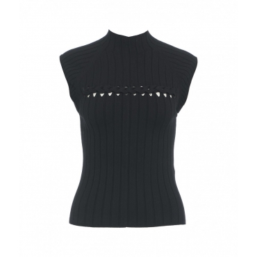 Top in maglia con dettaglio a trecce nero