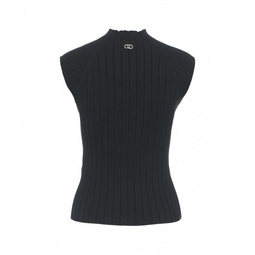 Top in maglia con dettaglio a trecce nero