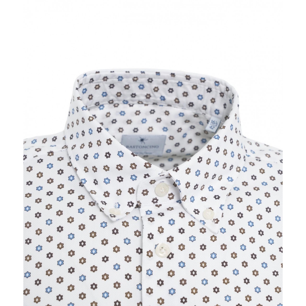 Camicia button-down con stampa floreale bianco