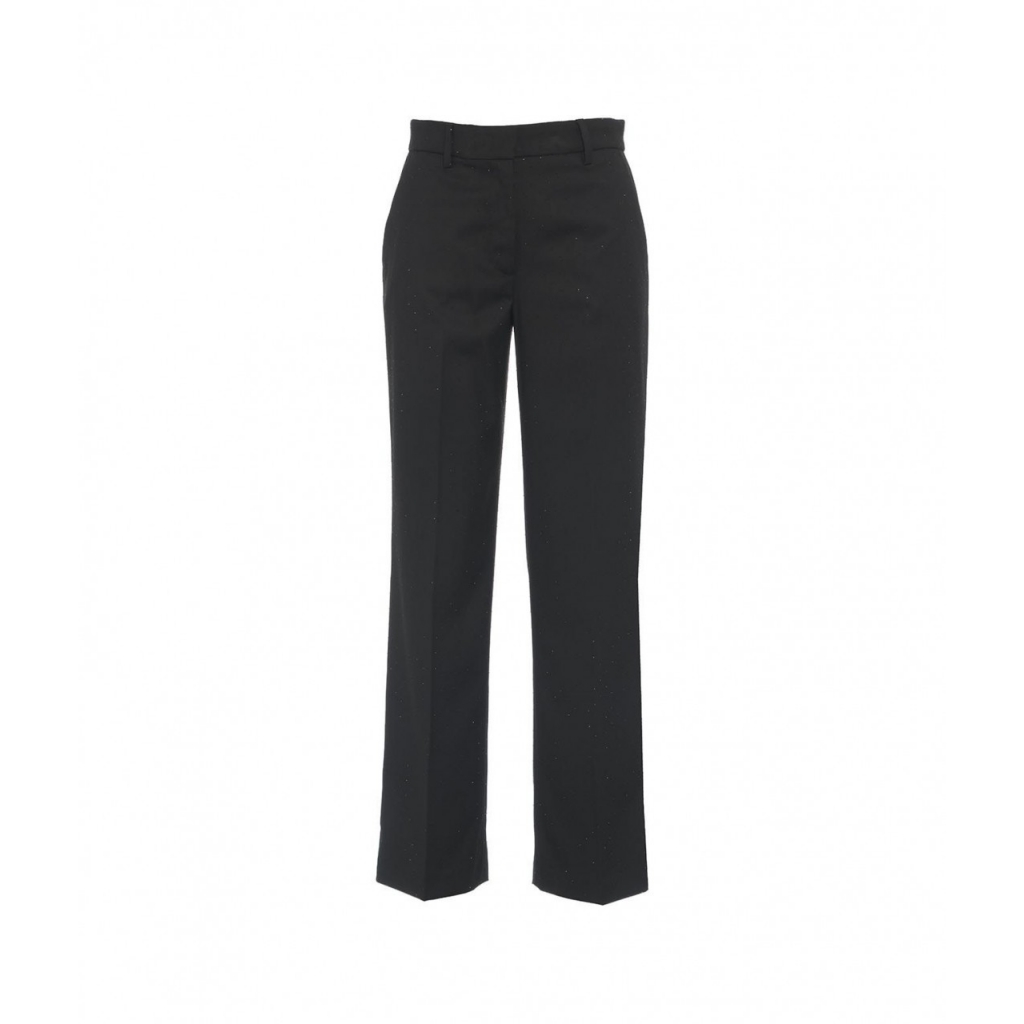 Pantaloni chino in twill con strass nero