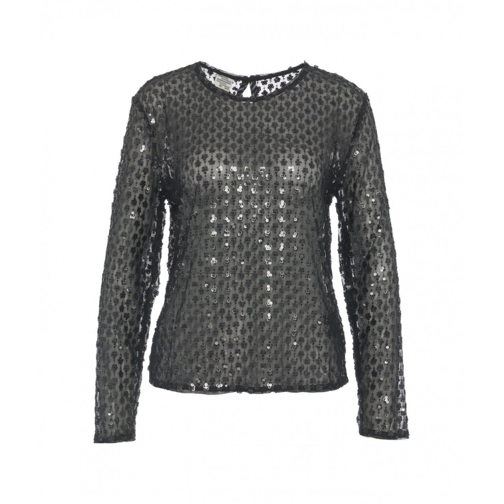 Top in mesh con paillettes Jasmin nero