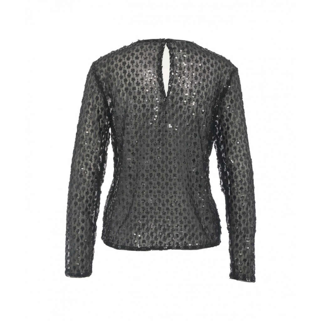 Top in mesh con paillettes Jasmin nero