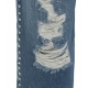 Wide leg jeans con strass azzurro