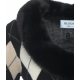 Cardigan argyle con collo in pelliccia eco nero