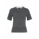 T-shirt a coste con logo grigio