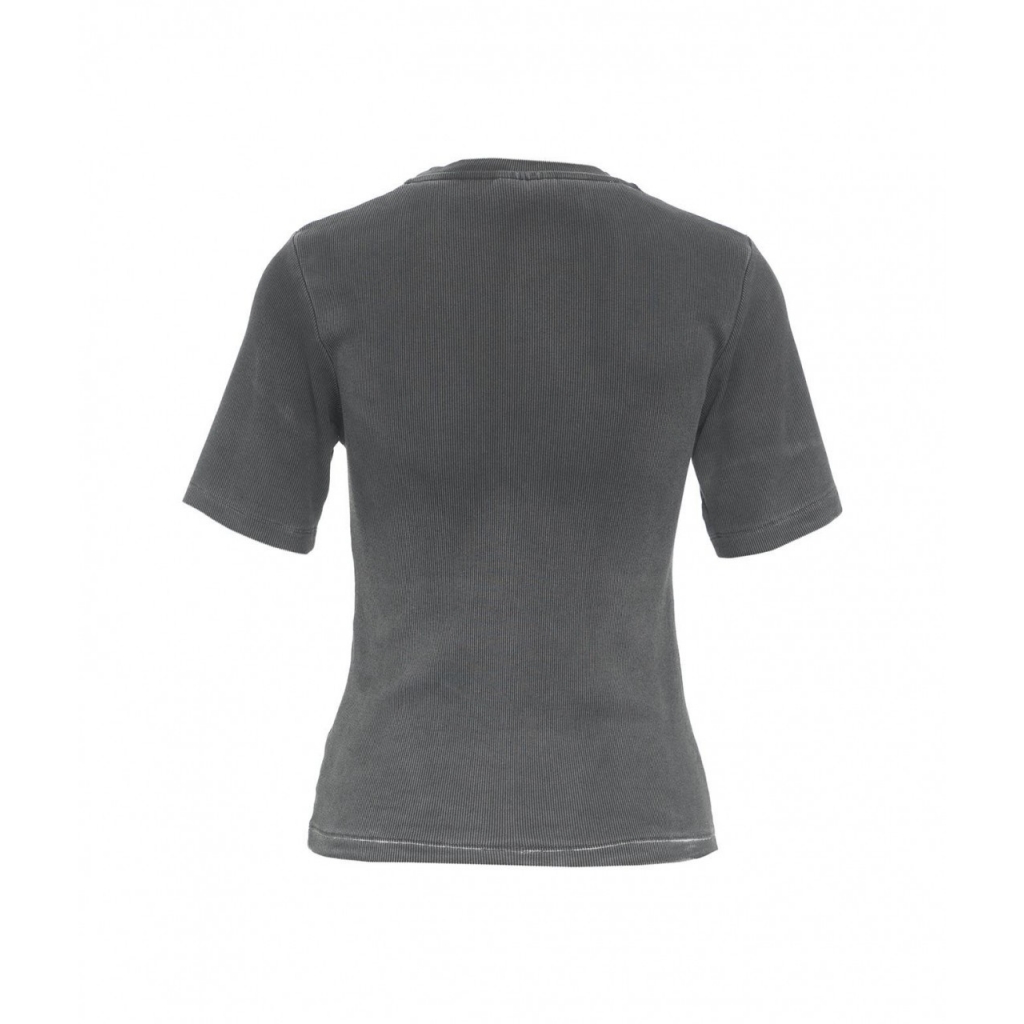 T-shirt a coste con logo grigio