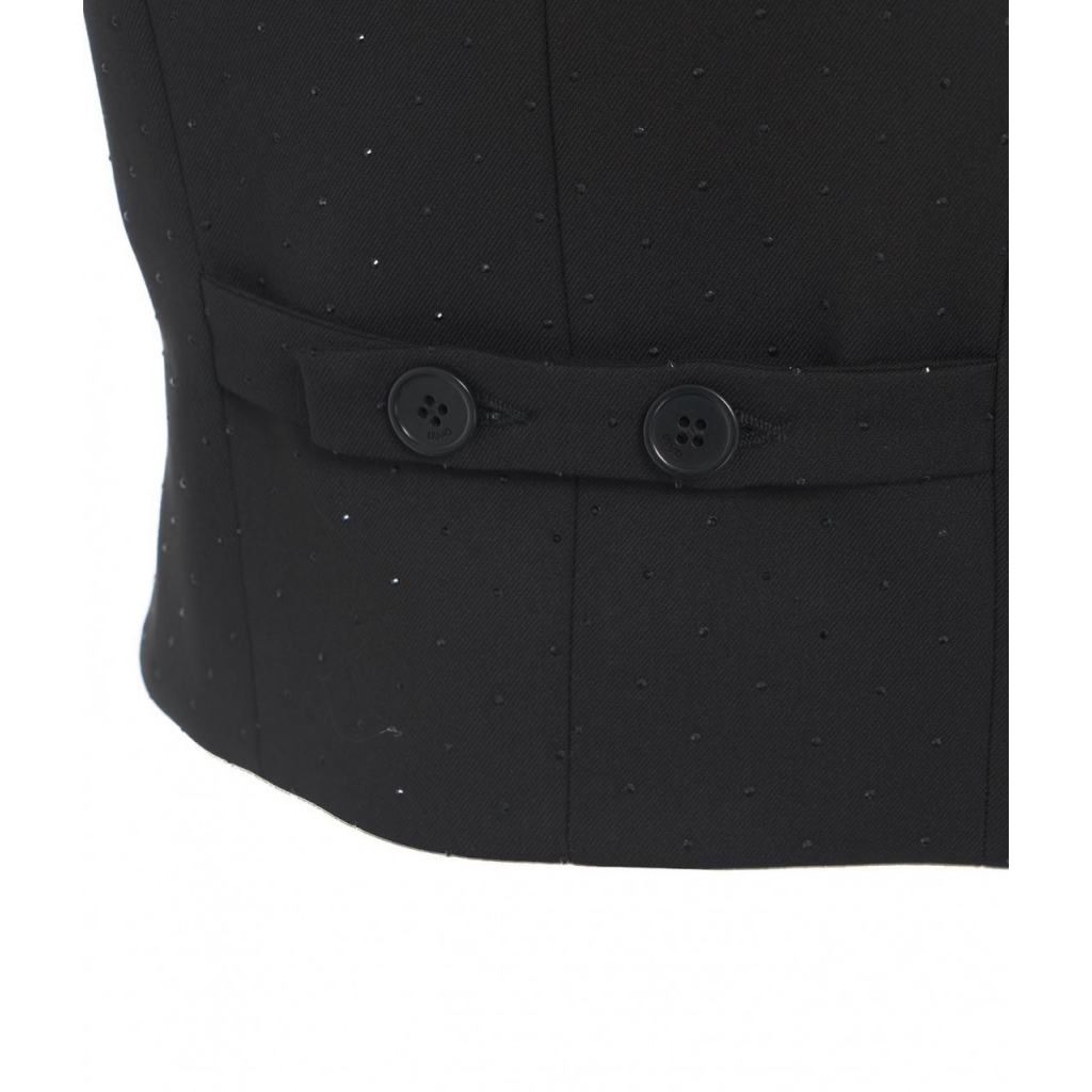 Gilet in twill con strass nero