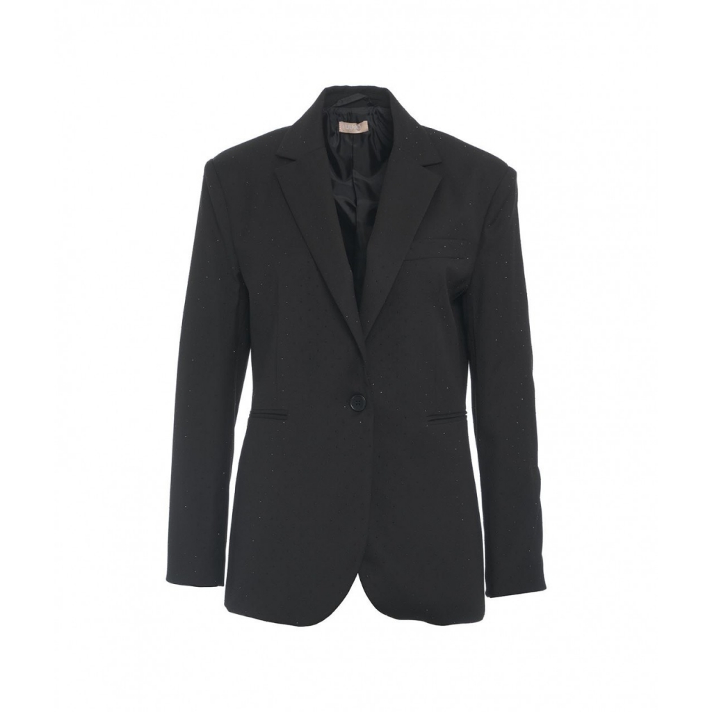 Blazer in twill con strass nero