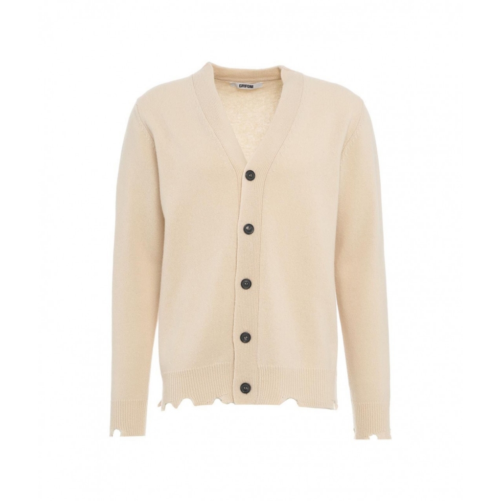 Cardigan con dettagli destroyed crema