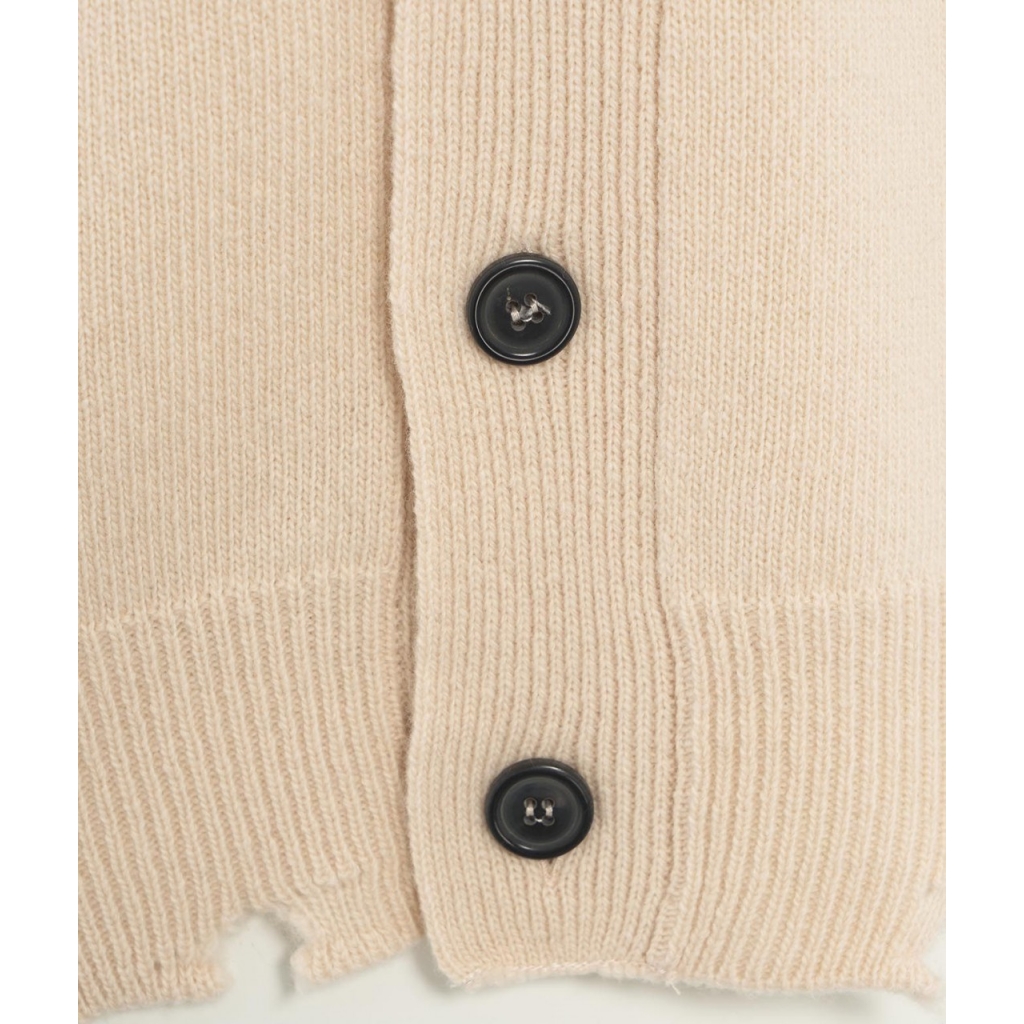 Cardigan con dettagli destroyed crema