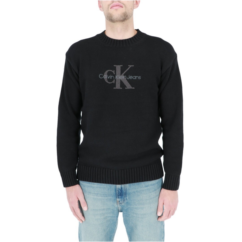 Maglia Calvin Klein Jeans Uomo Chenille Monologo BEH CK BLACK