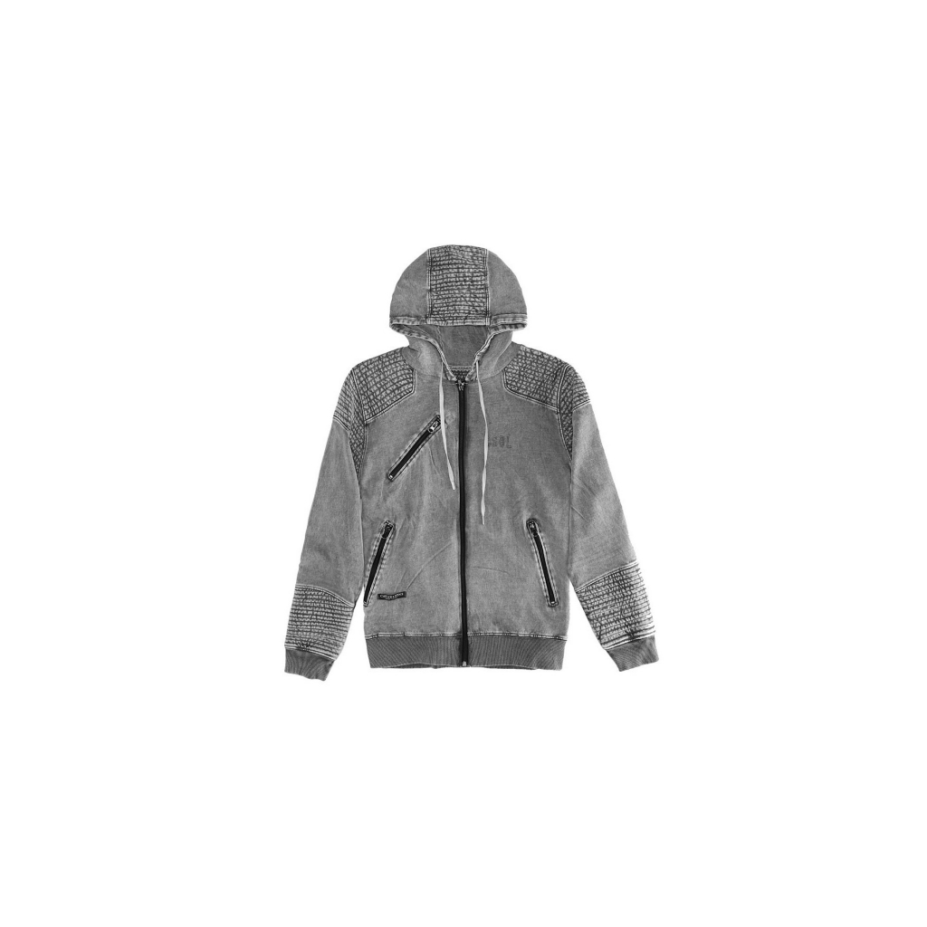 felpa cappuccio zip uomo cayler  sons sweatshirt hoodie zip moto acidwashedgrey unico