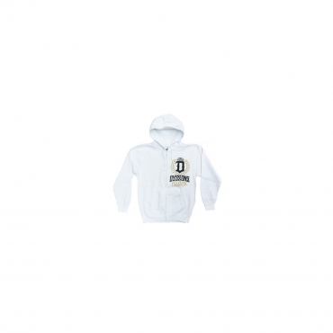 felpa cappuccio zip uomo dyseone sweatshirt hoody zip gangster love white unico