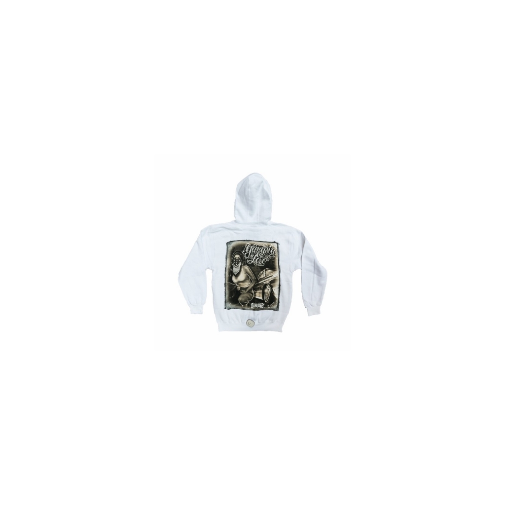 felpa cappuccio zip uomo dyseone sweatshirt hoody zip gangster love white unico