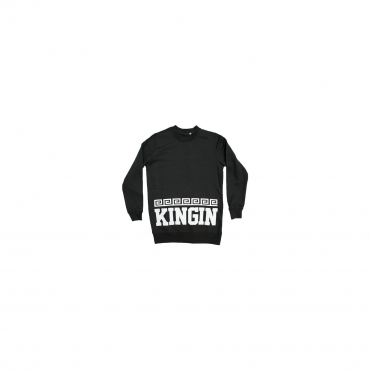 felpa girocollo uomo last kings sweatshirt crewneck kingin black/white unico