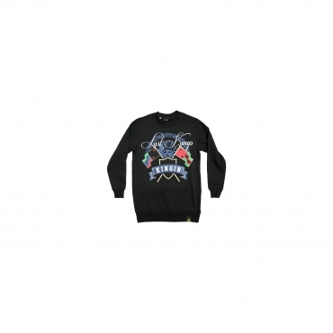 felpa girocollo uomo last kings sweatshirt crewneck blue pharaohe kingin black/white/blue unico