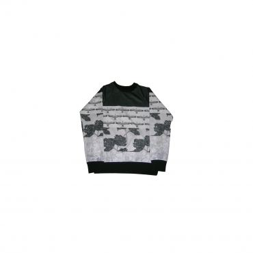 felpa girocollo uomo brooklyn haze sweatshirt crewneck black roses black/white unico