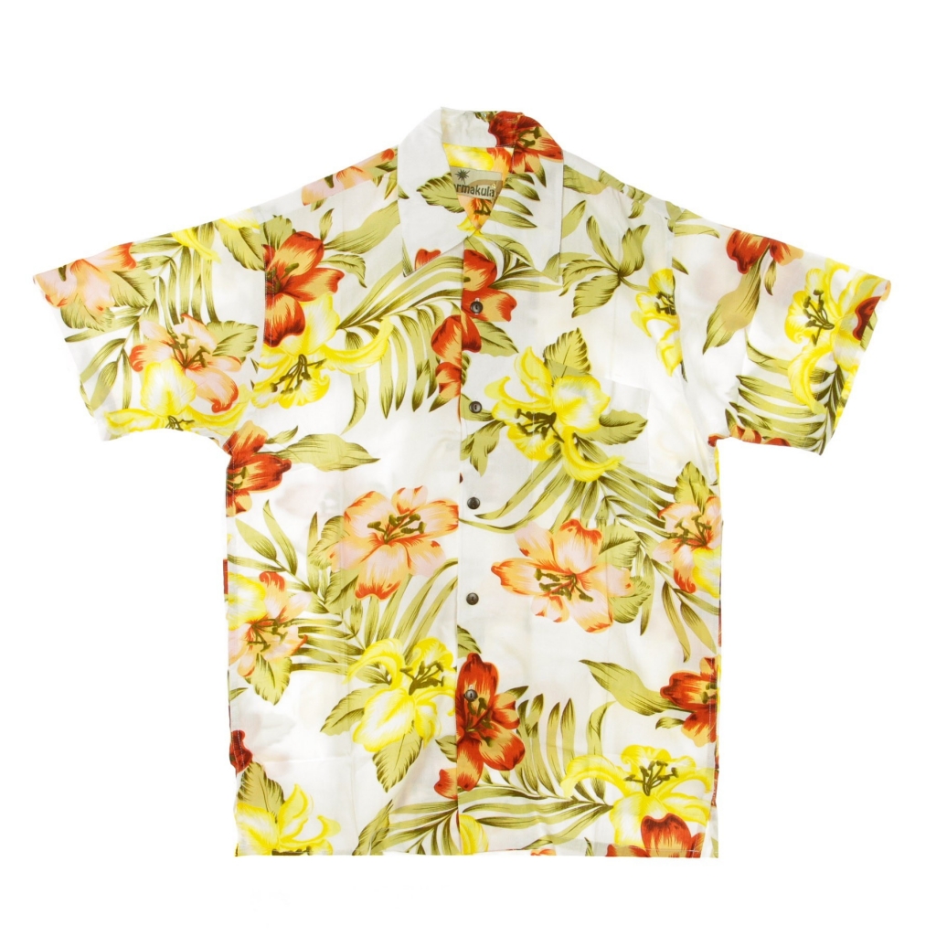 camicia manica corta uomo hawaiian shirt LIVINGSTON CREAM