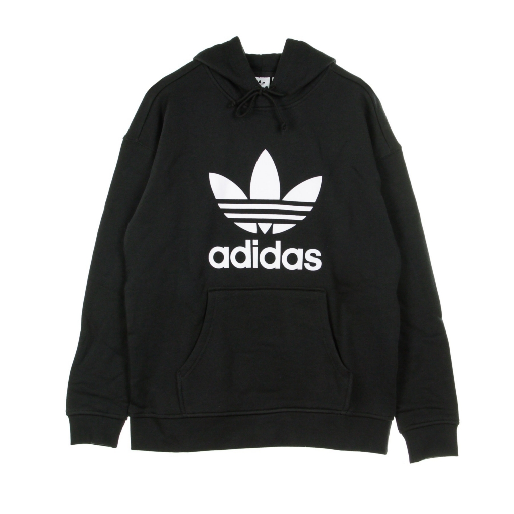 ADIDAS felpa leggera cappuccio donna trefoil hoodie BLACK WHITE . Bowdoo