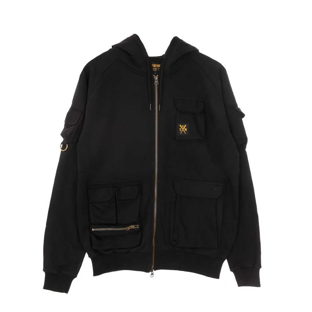 felpa leggera cappuccio zip uomo retrofuture cargo zip hoodie BLACK