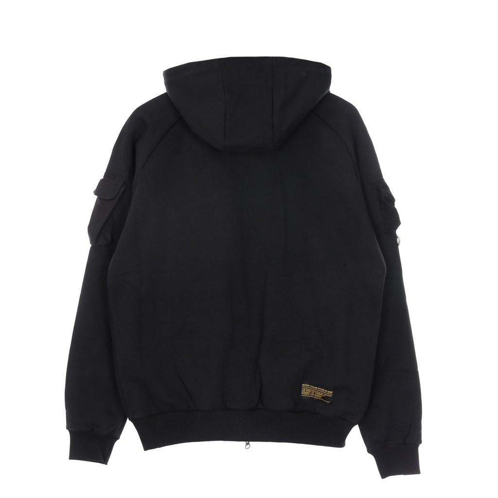 felpa leggera cappuccio zip uomo retrofuture cargo zip hoodie BLACK