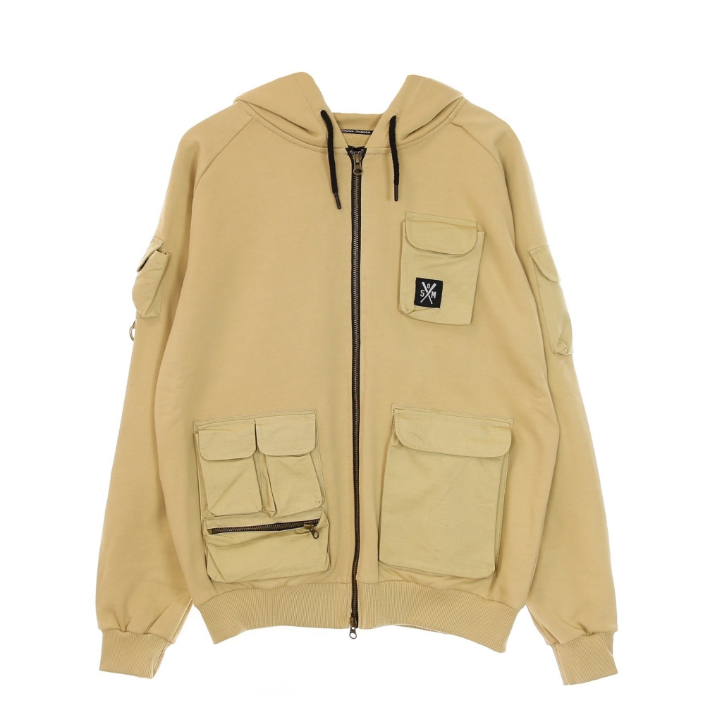 felpa leggera cappuccio zip uomo retrofuture cargo zip hoodie BEIGE