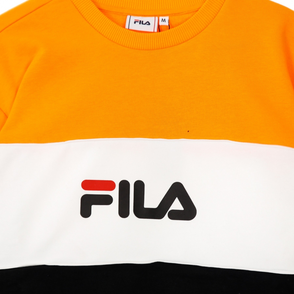 felpa leggera girocollo uomo aqil blocked crew sweat BLACK/FLAME ORANGE/BRIGHT WHITE