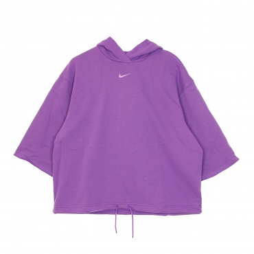 felpa leggera cappuccio manica corta donna w icon clash short sleeve hoodie french terry WILD BERRY/PURPLE STARDUST