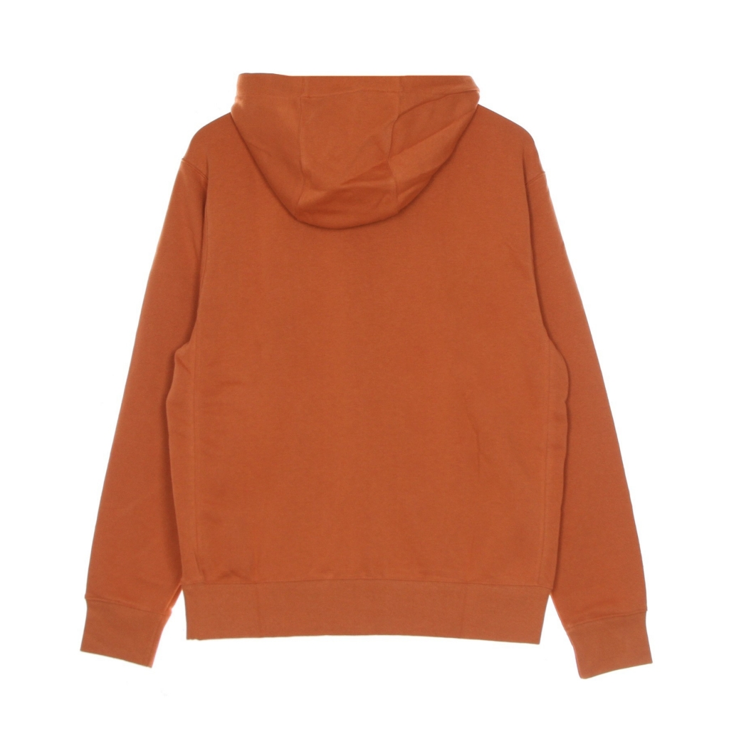 felpa leggera cappuccio zip uomo sportswear club hoodie full zip french terry LIGHT SIENNA/LIGHT SIENNA/WHITE